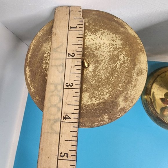 3 Vintage Pillar Brass Candle Holders Embossed Graduated Set Large Ornate - Picture 9 of 12